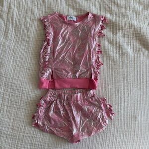 NWT Lola And The Boys Pink Metallic Fringe Set
